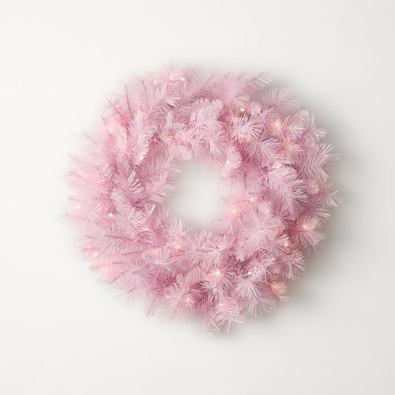 Whimsical Pink Pine Large LED Wreath