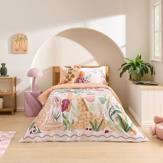 Jungle Party White Quilt Cover Set