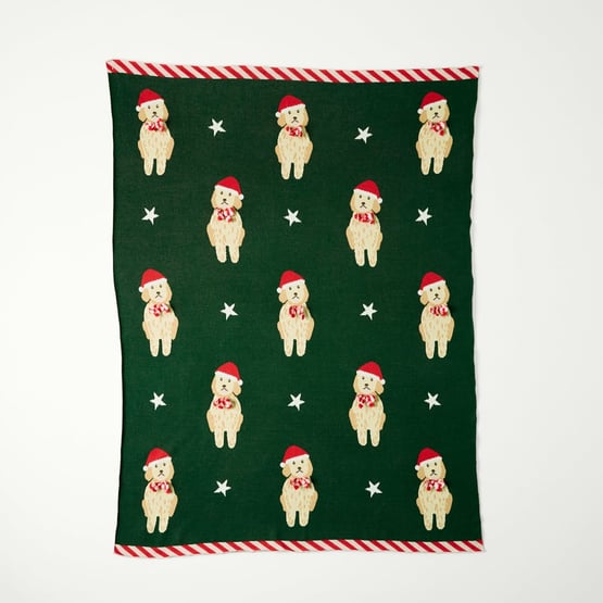 Festive Bow Tie Cavoodles Knitted Throw