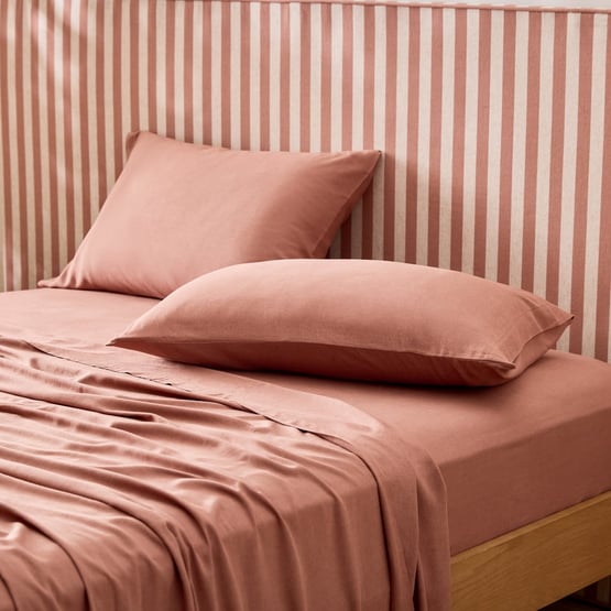 Washed Bamboo Linen Nutmeg Sheet Set