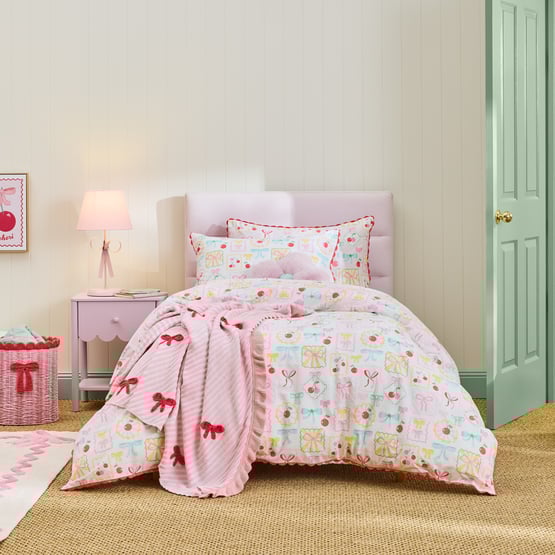 Cherry Amour Light Pink Quilt Cover Set