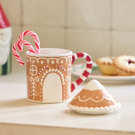 Christmas Gingerbread Doll Mug with Lid