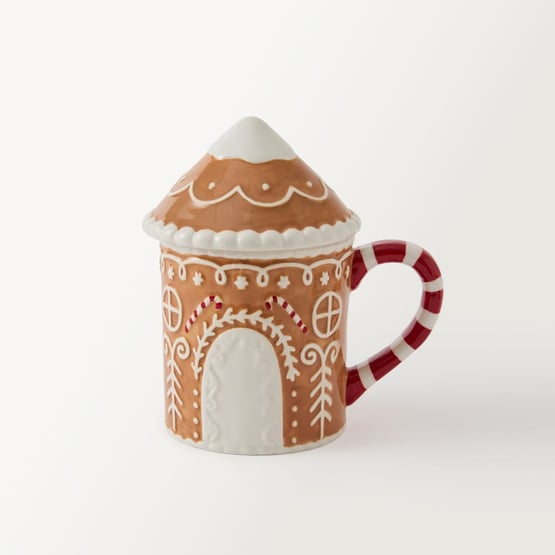 Christmas Gingerbread Doll Mug with Lid