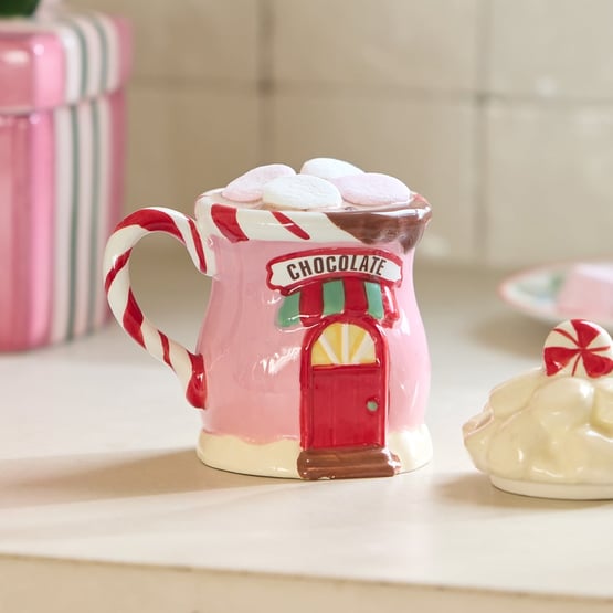 Christmas Chocolate Shop Mug with Lid