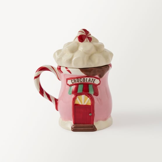 Christmas Chocolate Shop Mug with Lid