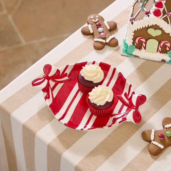 Festive Bow Red & White Small Plate