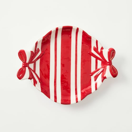 Festive Bow Red & White Small Plate