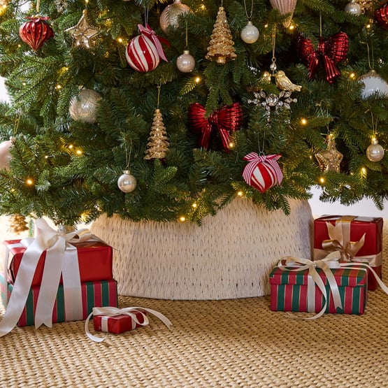 White Cross Woven Christmas Tree Skirt