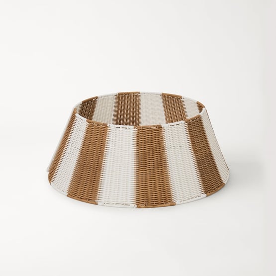 Festive Natural & White Stripe Tree Skirt