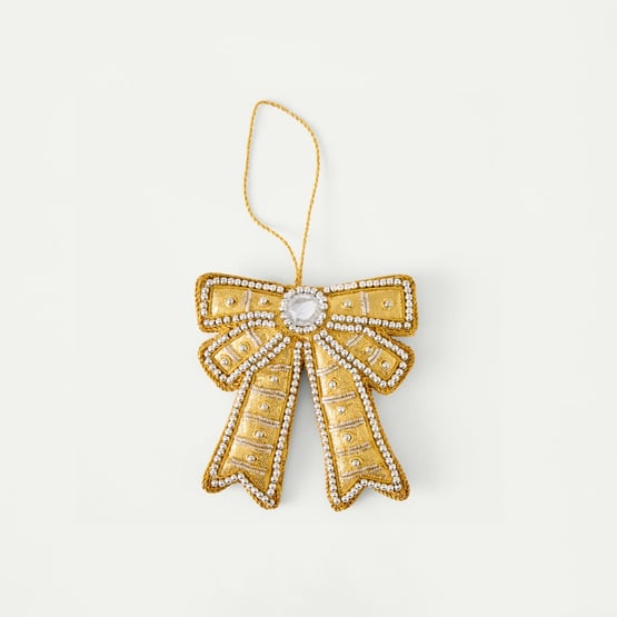 Embroidered Gold Bow Decoration