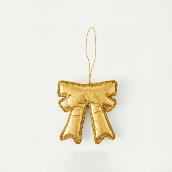 Embroidered Gold Bow Decoration