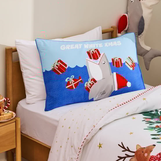Great White Xmas Text Pillowcase