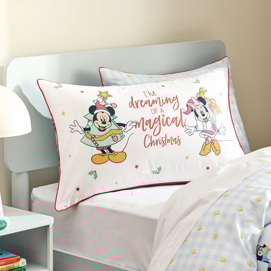 Disney Mickey & Minnie Magical Christmas Text Pillowcase