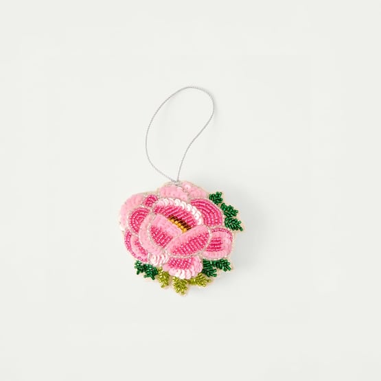 Pink Sequin Flower Beaded Decoration