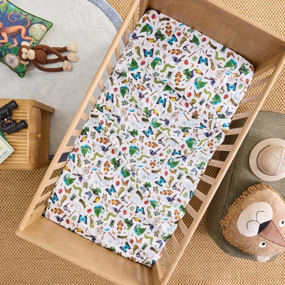 Fleur Harris Beautiful World I Spy Cot Sheet Set