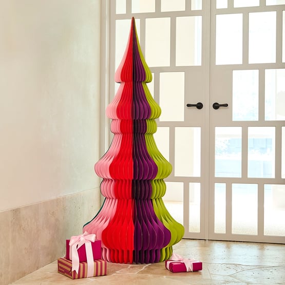 Honeycomb Paper Red & Pink Extra Large Tree