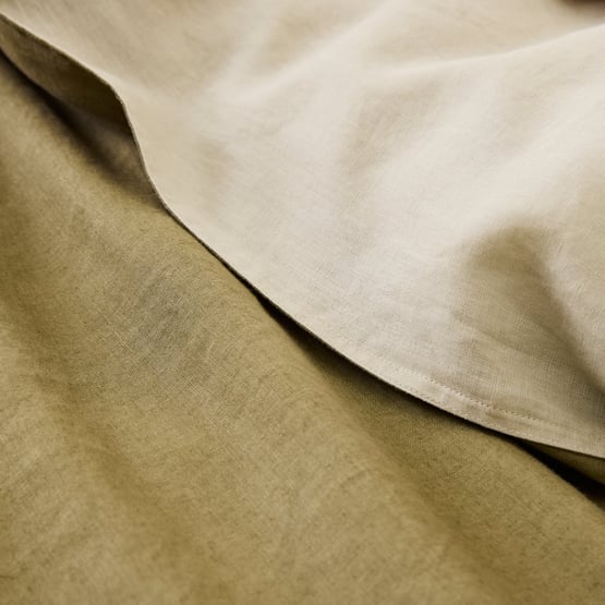 Vintage Washed Linen Olive & Pistachio Duo Quilt Cover Separates