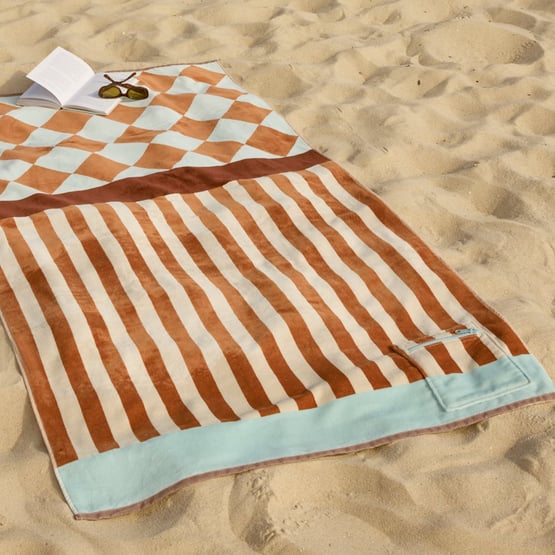 Apollo Blue Luxe Velour Pocket Beach Towel