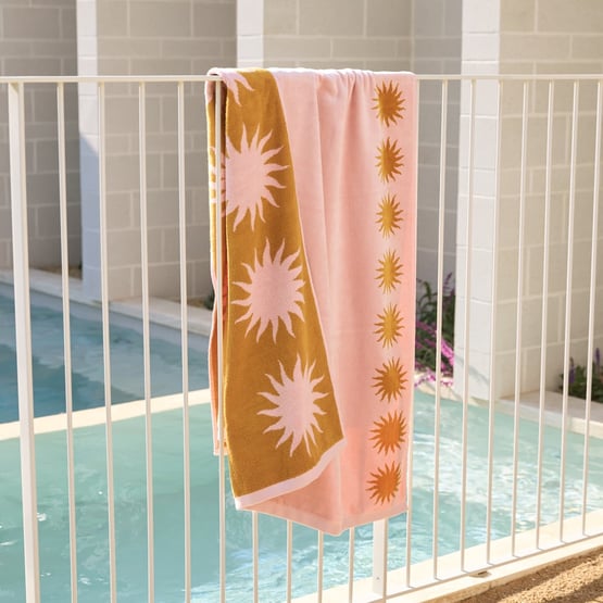 Broome Pink Luxe Velour Beach Towel