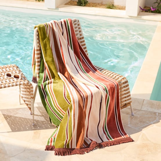 Hastings Stripe Luxe Velour Beach Towel