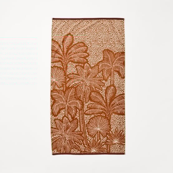 Leopard Palm Luxe Velour Beach Towel