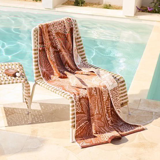 Leopard Palm Luxe Velour Beach Towel