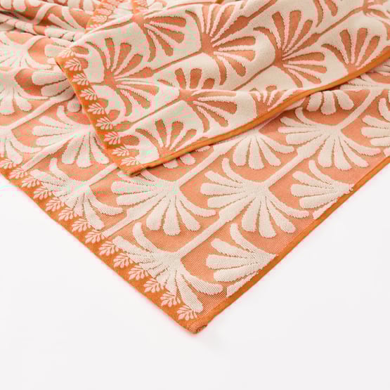 Apricot Orange Palm Terry Textured Beach Towel