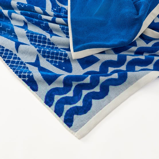 Coral Bay Blue Terry Textured Beach Towel