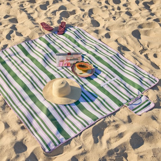Kale & Orchid Stripe Picnic Rug