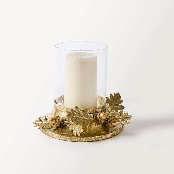 Gold Acorn Pillar Candleholder