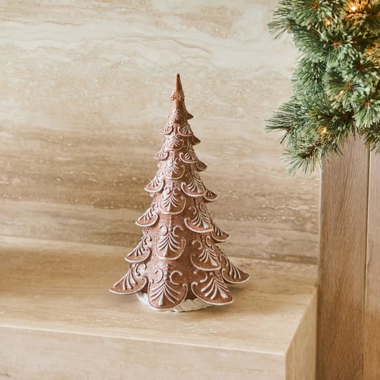 Frosted Gingerbread Brown & White Tree