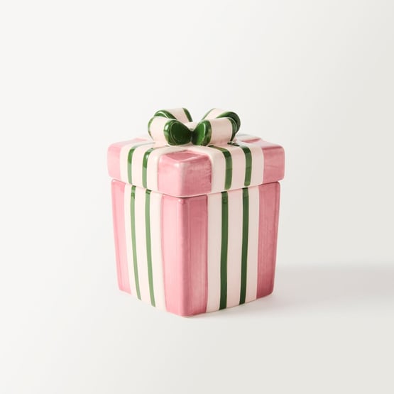 Bow Pink & Green Square Trinket Holder