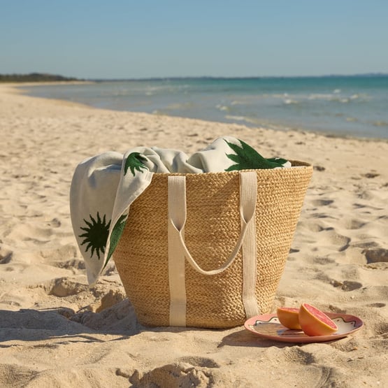 Jute Natural & Cream Beach Bag