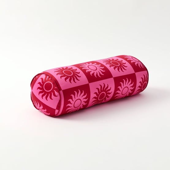 Sundown Pink Cylinder Beach Pillow