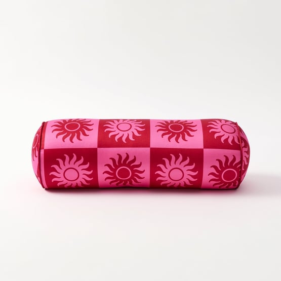 Sundown Pink Cylinder Beach Pillow