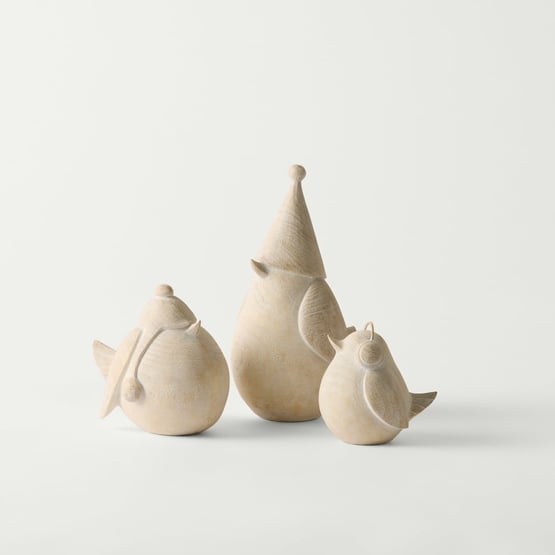 Carolling Robins Natural & White Set of 3