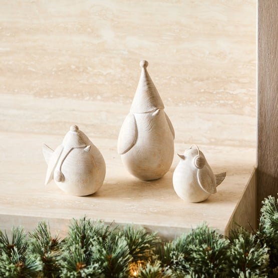 Carolling Robins Natural & White Set of 3