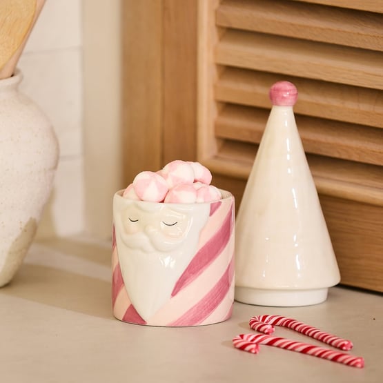 Santa Pink & White Canister