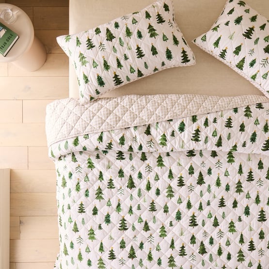 Christmas Tree Green Coverlet Set