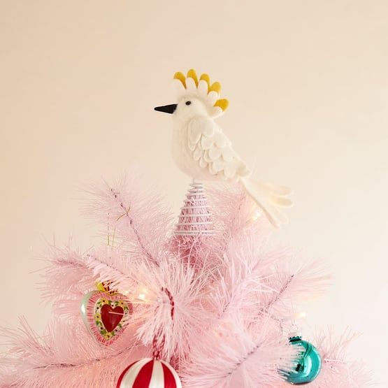 White Cockatoo Felted Tree Topper