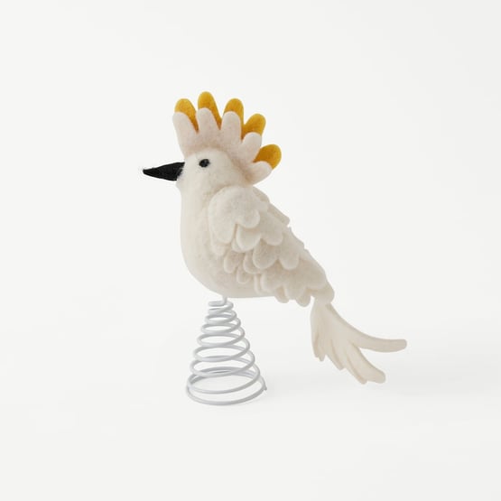 White Cockatoo Felted Tree Topper