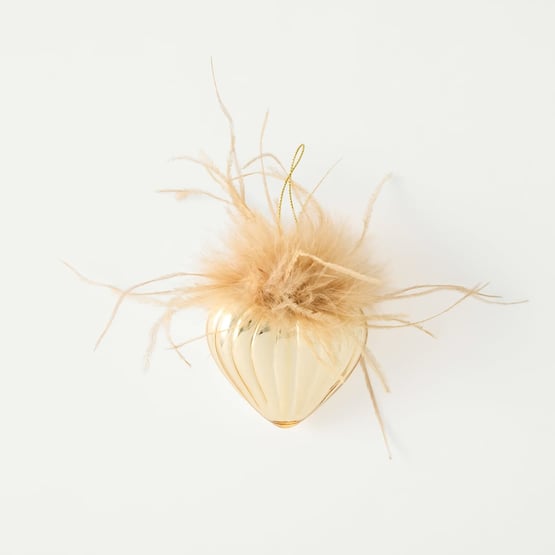 Gold Heart Glass Fluffy Decoration