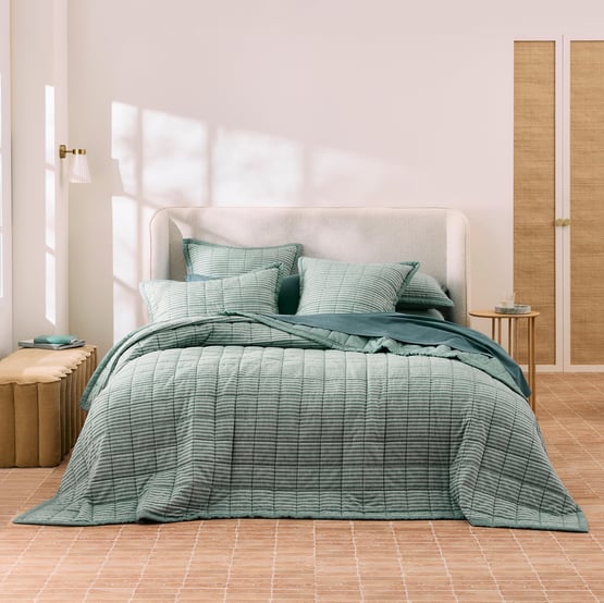 Bodhi Gumleaf & Thyme Stripe Quilted Coverlet Separates