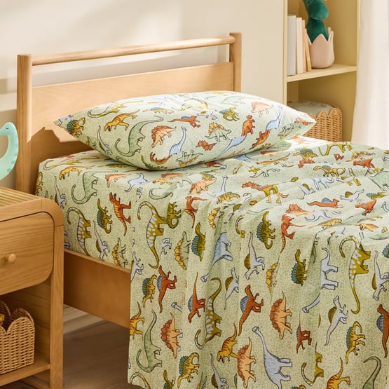 Dino Walk Soft Green Sheet Set