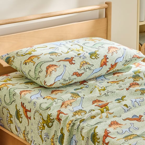 Dino Walk Soft Green Sheet Set
