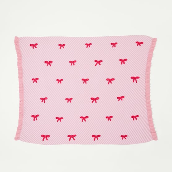 Pink Bows Knitted Ruffle Throw