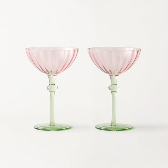 Carlita Drinkware Pink & Green Cocktail Glass Pack of 2