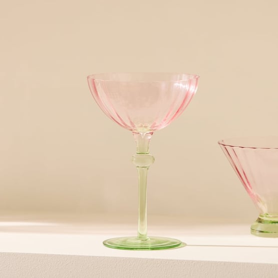 Carlita Drinkware Pink & Green Cocktail Glass Pack of 2