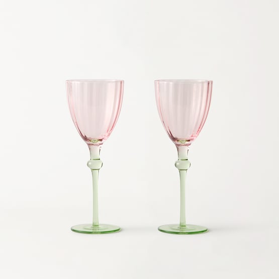 Carlita Drinkware Pink & Green Wine Glass Pack of 2