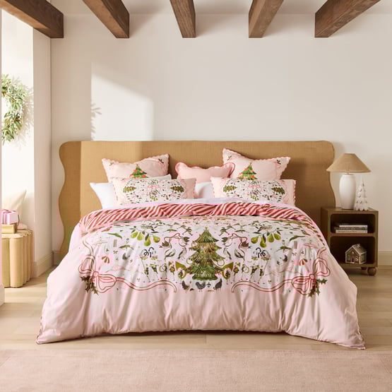 12 Days of Christmas Pink Quilt Cover Set + Separates